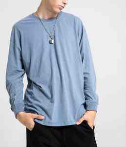 100% coton doux hommes T-Shirt élégant Hipster coupe ajustée à manches longues extensible Jersey respirant conception à manches longues - Product Image 2