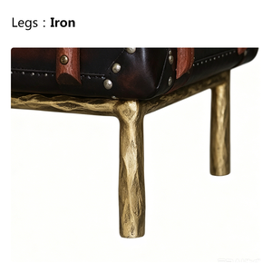 Table de chevet de luxe personnalisée en cuir véritable fait main <span class=keywords><strong>avec</strong></span> tiroir de rangement et pieds en fer, style <span class=keywords><strong>coffre</strong></span> antique, pour chambre à coucher - Product Image 4