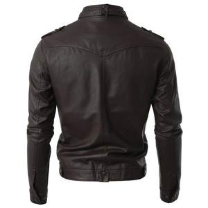 Stylish Men's Classic Black Coated Leather Varsity Jacket with Stand Collar Hooded & Breathable for Everyday Fashion and <b>Biking</b> - Product Image 2