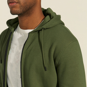 Sudadera con capucha con cremallera deportiva informal personalizada para hombre superventas, Sudadera con capucha teñida Lisa en relieve de lana de alta calidad para deportes de invierno - Product Image 3