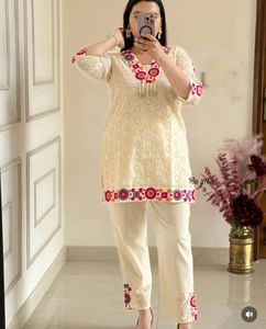 Women's Elegant Printed Cotton Office Vacation Wear Trending <b>Modest</b> Indian Ethnic Kurti <b>Pant</b> Suit Wholesale Cord Set Casual - Product Image 4