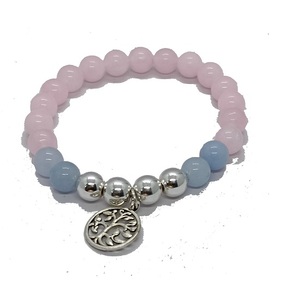 Pulsera de cristal Cuarzo Rosa Plata Cuentas redondas Piedra preciosa Joyería de moda Hombres y mujeres Regalo Energía - Product Image 1