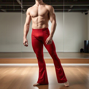 Pantalones acampanados ligeros de compresión de secado rápido de cintura alta para hombre - Product Image 3