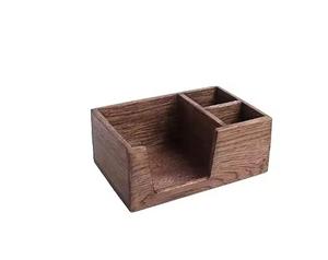 Support d'ustensiles de cuisine en bois rectangulaire personnalisé avec double poignée Style traditionnel moderne en vente Caddy - Product Image 1