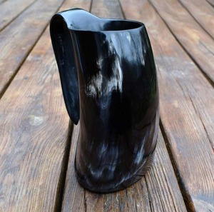 Taza de cuerno de búfalo más vendida con logotipo personalizado grabado animales pulidos bebiendo jarra con asa recién llegado - Product Image 2