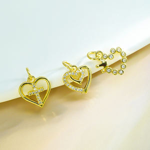 Liontin Kalung Berlapis Emas DIY dengan Zirkonia Kubik, Liontin Huruf Kupu-kupu Hati Bintang Utara, Liontin Emas untuk Pembuatan Perhiasan - Product Image 5