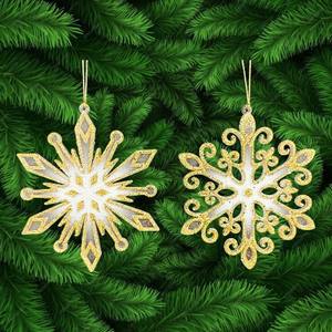 Décoration de Noël et du Nouvel An Winter Wonderland, film de peinture bleu clair mat, paillettes blanches irisées, ornement flocon de neige 2D en acrylique - Product Image 4