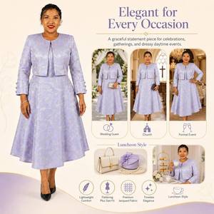 Completi Eleganti a Due Pezzi <span class=keywords><strong>Taglie</strong></span> Forti per Donna, <span class=keywords><strong>Abiti</strong></span> Floreali Eleganti per Cerimonie, Completi da Chiesa per Madre <span class=keywords><strong>della</strong></span> <span class=keywords><strong>Sposa</strong></span> - Product Image 2