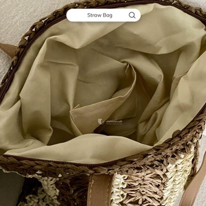 กระเป๋าเชือกกระดาษฟาง สไตล์แฟชั่น กระเป๋าสะพายไหล่สานมือสำหรับผู้หญิง กระเป๋าชายหาดฤดูร้อนแบบธรรมชาติ ขายส่ง OEM - Product Image 3