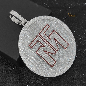 Custom 10K Solid <b>Gold</b> Lab Grown Diamond NM Round Pendant Iced Out Hip Hop <b>Necklace</b> Luxury Statement Personalized Gift for <b>Men</b> - Product Image 2