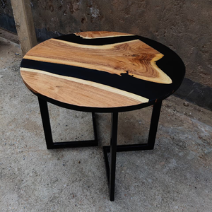 Bàn tròn sông Epoxy thanh lịch với tấm gỗ rắn và chân dây kim loại kích thước tùy chỉnh cho không gian nhỏ Nhà hàng biệt thự - Product Image 5