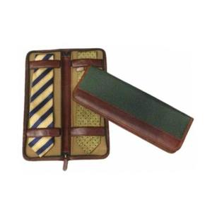 Étui à cravate élégant de couleur marron avec Logo personnalisé, étui de voyage en cuir véritable à fermeture éclair - Product Image 1