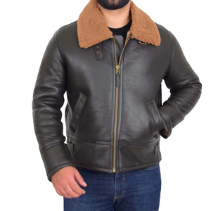 แจ็กเก็ตหนังแท้สำหรับผู้ชายของแท้งานปักลายสุดยอดปืนบอมเบอร์ดีไซน์คลาสสิกงานตามสั่งสำหรับฤดูหนาว - Product Image 4