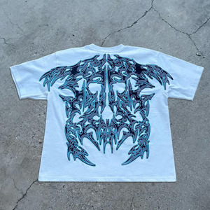 T-shirt graphique bleu, design oversize, streetwear, tee-shirt en coton, haut décontracté, mode - Product Image 2