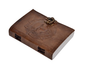 Journaux en cuir gaufré loup sur mesure fabriqués avec des papiers faits à la main d'aspect ancien idéal pour la revente de cahiers vintage - Product Image 2