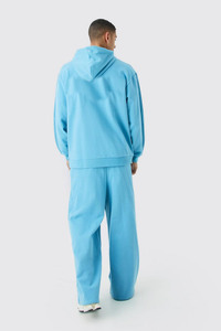 Sudadera con capucha de invierno de algodón 100% de gran tamaño personalizada Unisex Quarter Zip Fleece Drop Shoulder plisado detalle en relieve Logo diseño de los hombres - Product Image 2