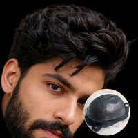 Système capillaire invisible en cheveux naturels, ultra-fin, avec ligne frontale naturelle, entièrement en PU, système capillaire pour homme à boucles en V, base de toupet, perruque pour homme