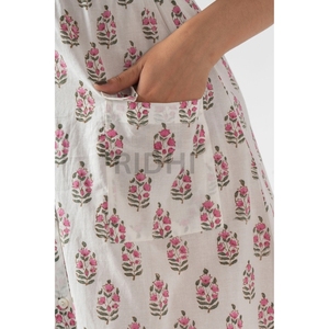 Nueva llegada Vestidos para damas con bolsillos Bloque de mano indio Estampado floral Tela de algodón Vestido de verano Ropa cómoda para mujer - Product Image 5