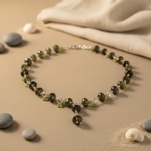 Collar de Plata 925 con Cuarzo Ahumado y Peridoto para Regalo de Mujer - Product Image 1