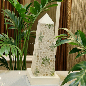 Elegante Portavelas de Torre de Nácar Hecho a Mano con Incrustaciones de Concha Decorativas para Hogar, Hotel, Año Nuevo, Graduación - Product Image 5