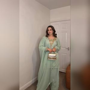 Trendy arrival multi color georgette salwar kameez sharara set featuring resham work <b>detail</b> and fancy dupatta 2025 collection - Product Image 2