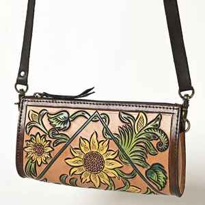 Automne saison femmes bohème en cuir véritable Western pochette nouveau Design Floral Cowgirl gland décoration motif personnalisé - Product Image 1