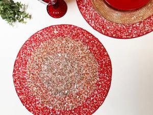 Mantel de Mesa de Lujo con Cuentas Plateadas y Doradas, Ecológico, Hecho a Mano, Centro de Mesa Bordado, para Bodas, Uso Doméstico, Personalizado - Product Image 4