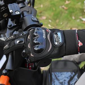 Guantes de cuero unisex transpirables con dedos completos-Cierre de bucle de gancho antideslizante-Guantes de motociclista para deportes al aire libre Pro-Biker - Product Image 2