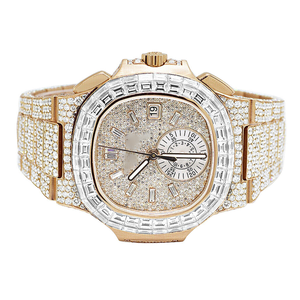 Customizable 925 <b>Sterling</b> <b>Silver</b> Classic <b>Watch</b> Quartz Movement Iced Leb Grown Diamond Baguette Dial Window Hip Hop Fashion Style - Product Image 5