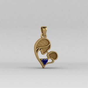 Solid 925 Silver 4mm Heart Sapphire Quartz Mother & <b>Baby</b> Blank Bezel Charm Pendant Setting Resin <b>Keepsake</b> DIY Memorial Jewelry - Product Image 1
