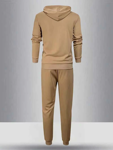 Conjunto Deportivo de Dos Piezas para Hombre, Estilo Urbano, Color Sólido, Corte Regular, Talla Grande, Informal, para Entrenamiento, 100% Algodón - Product Image 5