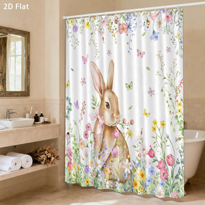 Custom Printed Waterproof Shower Shower <b>Curtain</b> for Bathroom Waterproof Polyester <b>with</b> <b>Hooks</b> - Product Image 1