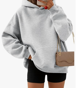 Sweat à capuche rayé imprimé pour femmes grande taille, poids lourd, avec logo sur le devant, pour l'hiver, col à capuche tendance - Product Image 1