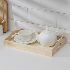 Bandeja de Madera Maciza Natural / Plato Rectangular Básico de Madera para Comida, Café y Decoración de Mesa - Product Image 3