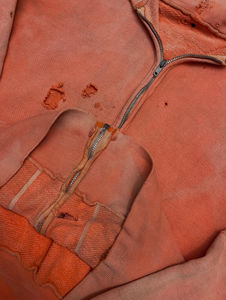 Haute qualité hommes en détresse goutte épaule fermeture éclair sweats à capuche lavé à l'acide 100% coton français éponge 450gsm couleur unie tissu doux - Product Image 6