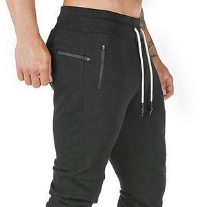 <b>Men</b> Black Tapered <b>Jogger</b> Pant <b>Slim</b> <b>Fit</b> Athletic Sweatpants Stretchy Elastic Waist Drawstring with Zipper Side Pockets breathable - Product Image 1