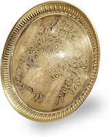 Assiette de prière en laiton poli à motif floral, style nautique, pour le Diwali, les rituels hindous et les temples indiens, modèle de décoration intérieure, cadeau Calvin
