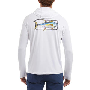 Sudadera con capucha de pesca de manga larga de nuevo diseño, camisa antibacteriana antiUV para exteriores, transpirable, impermeable, con capucha en blanco - Product Image 3