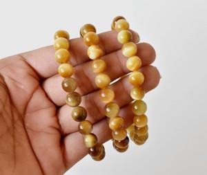 ขายส่งกำไลข้อมือลูกปัดหินตาเสือสีเหลืองขนาด 8 มม. สำหรับการทำสมาธิและเครื่องประดับ - Product Image 1