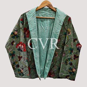 Veste à col mandarin imprimée florale, manches longues, style chinois, grande taille, vêtements d'automne pour adultes, design brodé en velours - Product Image 3