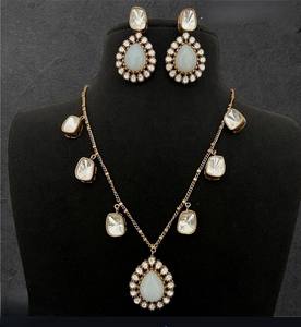 Conjunto de Cadena de Eslabones Chapada en Oro Latón, Estilo Polki, Joyería de Moda, Collar Artificial - Product Image 4