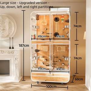 Kaliteli ev büyük kuş kafesi lüks ahşap çelik Villa dayanıklı kapalı kuş üreme kafesi paslanmaz çelik boyalı yüzey kutulu - Product Image 4