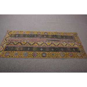 Alfombra turca de 2,6x6,4 pies, alfombra, alfombra amarilla con lunares de lana - Product Image 3