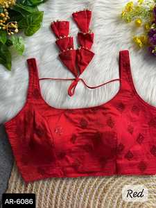 Blusa de seda de organza pesada de uso étnico indio lista para usar con patrón elegante y blusa de trabajo de secuencia pesada Dori Patten para Sari - Product Image 3