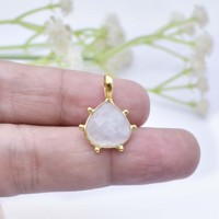 Rainbow Moonstone Pendentif en argent sterling 925-Pierre précieuse en forme de coeur à facettes, ensemble de lunettes fait à la main Design élégant bijoux pour femmes