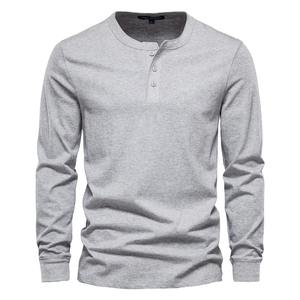 AIOPESON <b>Men's</b> <b>Long</b> Sleeve Button Down <b>T</b>-<b>Shirts</b> Autumn Henley Collar Casual High Quality 100% Cotton Crew Neck <b>Mens</b> <b>T</b> <b>Shirts</b> - Product Image 5