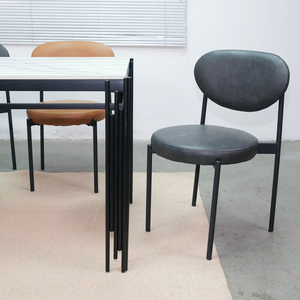 เก้าอี้ร้านอาหารสไตล์มินิมอล Verpan GAKJC-430 หุ้มหนังพร้อมขาเหล็ก - Product Image 5