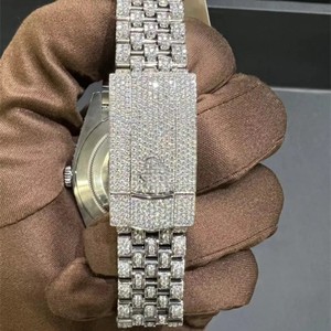 Mens Premium Moissanite Diamond Watch Fully Iced Out Bling Timepiece with Stainless Steel Strap and Luxury Hip Hop Design - Product Image 5