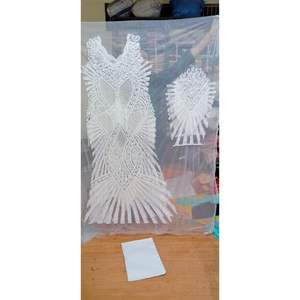 European Style Beaded Embroidered Wrinkle Free <b>Net</b> <b>Fabric</b> for Indian Pakistani Wedding Party Dresses Customized Front Back - Product Image 2