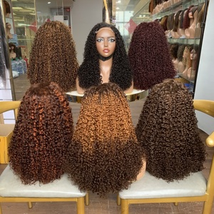 Factory Price Super Double Drawn <b>Pixie</b> Curly 18 Inches Virgin Human Hair 5x5 Lace Closure <b>Wig</b> - Product Image 5